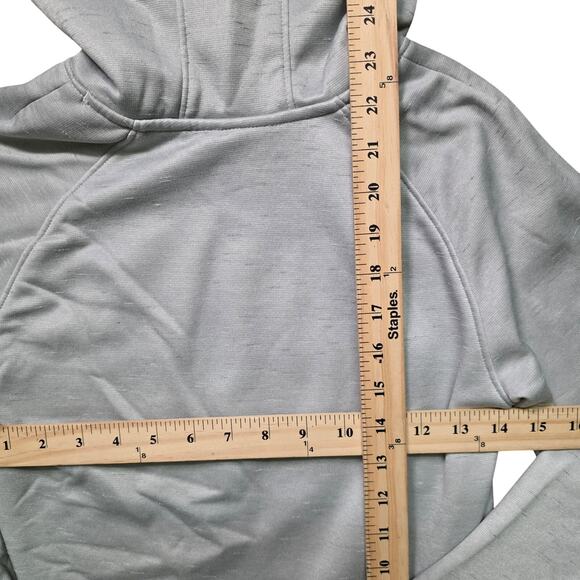 Under Armour Cold Gear Hoodie Youth Girls Large Gray Pink Fleece Pullover - Picture 5 of 6